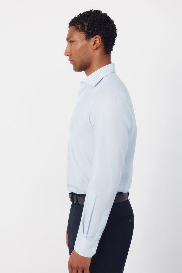 Cortefiel Camisa vestir pata de gallo f&aacute;cil plancha Azul