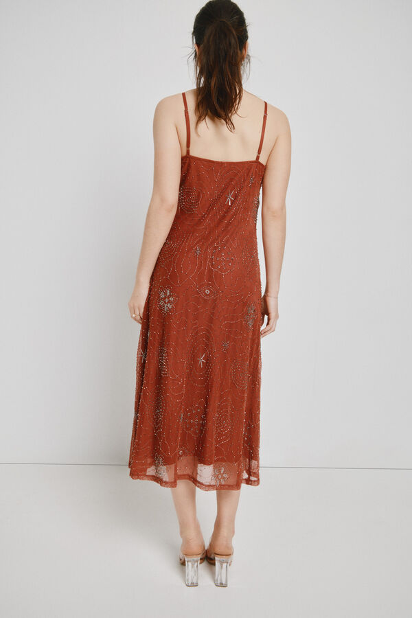 Vero Moda Vestido largo con dise&ntilde;o en relieve Marr&oacute;n