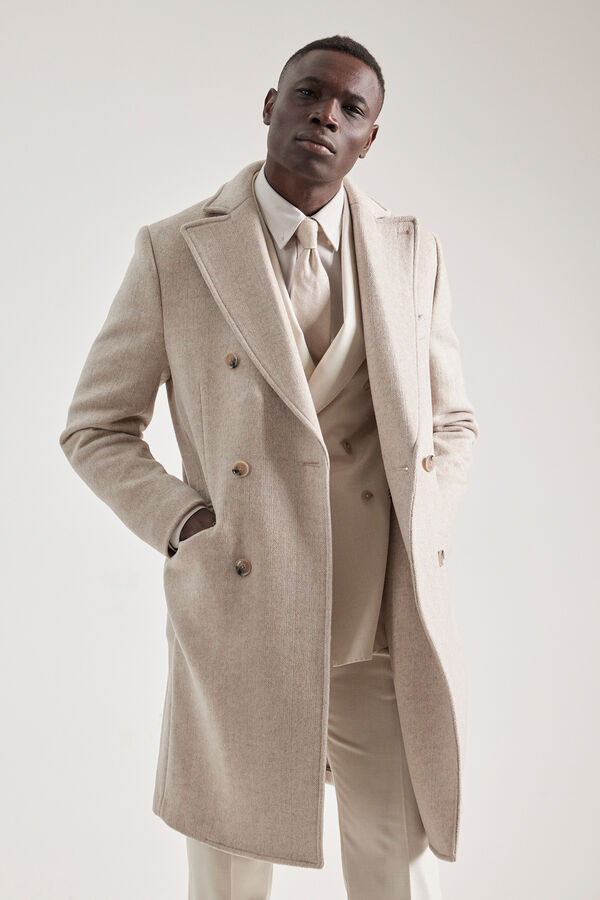 Cortefiel Double-breasted coat  Beige