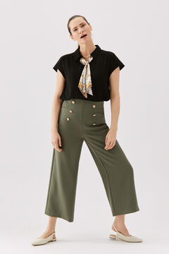 Cortefiel Cropped trousers with gold buttons Dark gray