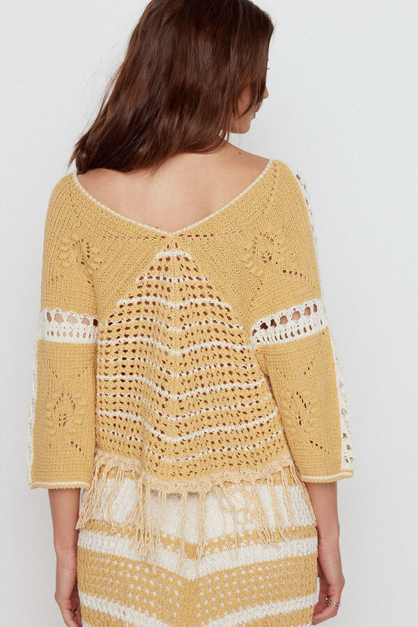 Cortefiel Two-tone textured jumper Ivory
