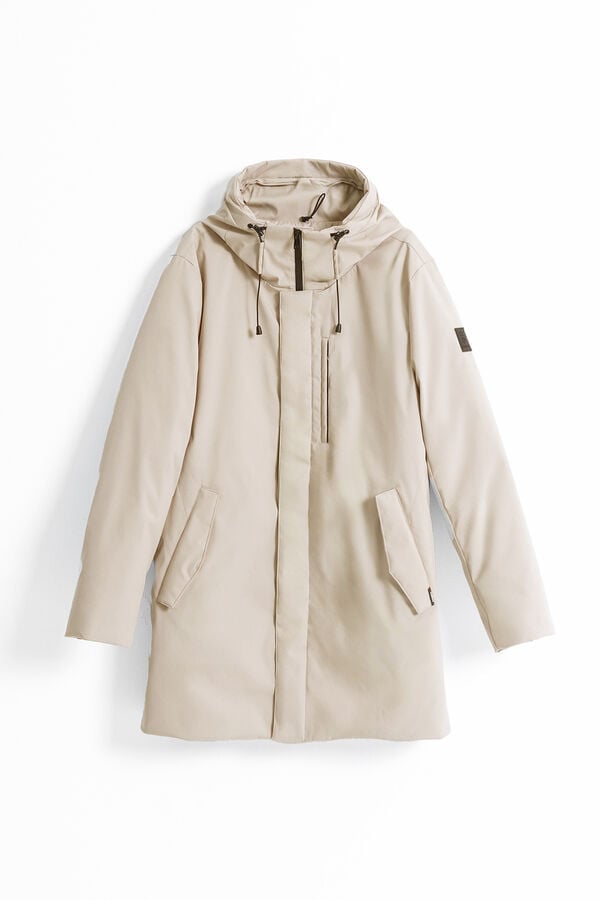 PuroEGO Parka técnica com capuz de areia Castanho