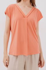 Cortefiel V -shirt with lace detail Coral