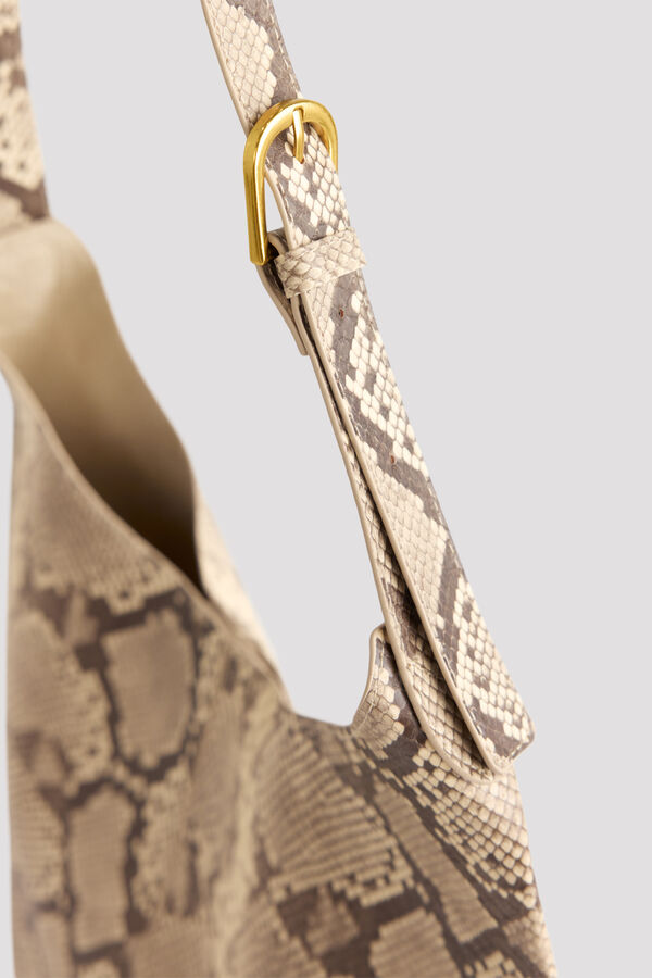 Cortefiel Snake effect pouch bag Printed beige