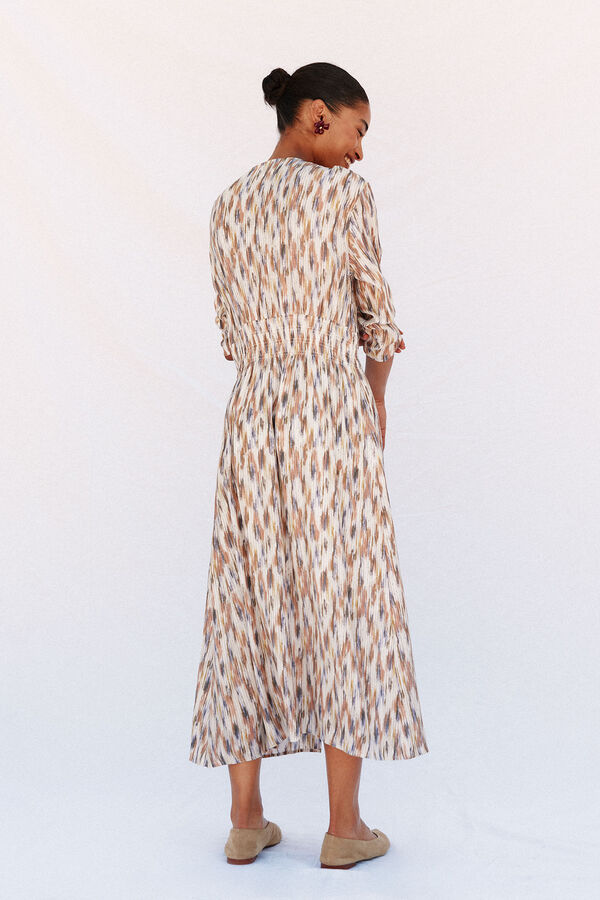 Cortefiel Long printed dress Multicolour