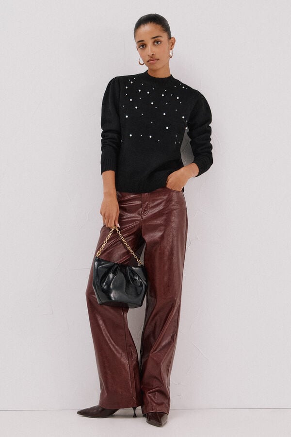 Cortefiel Jersey punto perlas Black