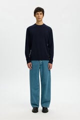 Selected Lightweight 100% organic cotton jumper Navy