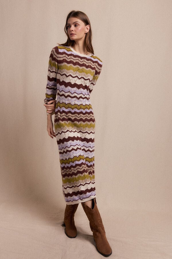 Slowlove Vestido punto ondas multicolor Multicolorido
