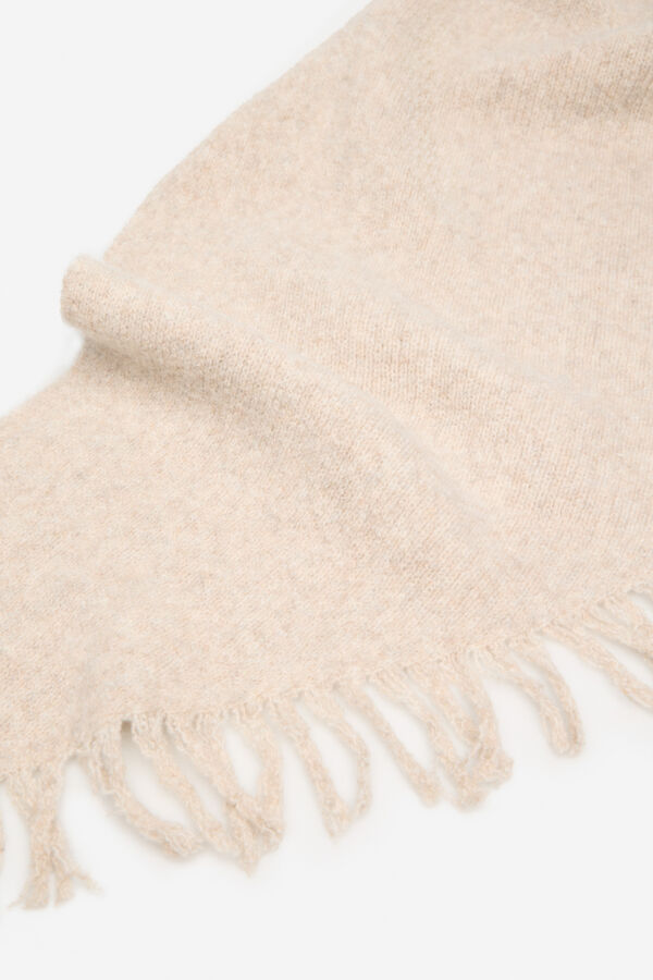 Cortefiel Fringed poncho Ivory