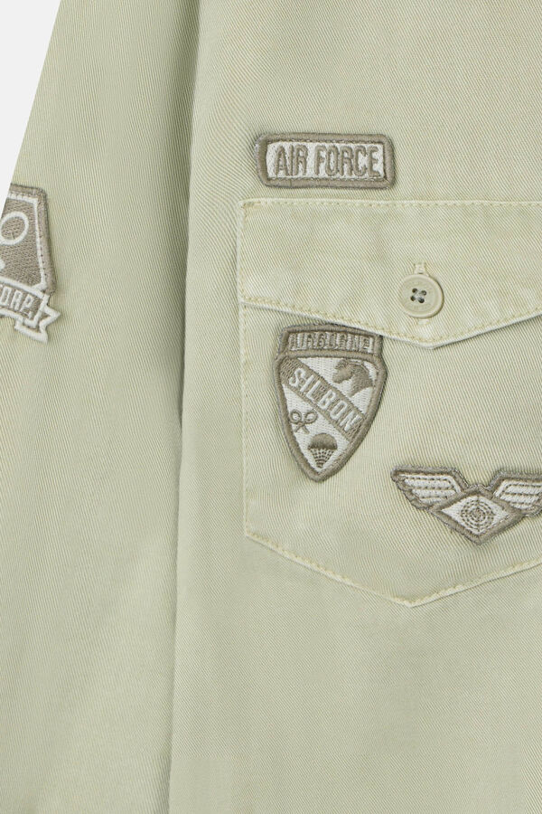 Silbon Sobrecamisa desgastada parches Verde