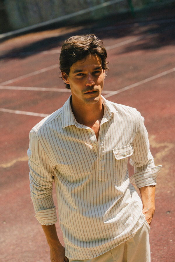 OOTO Camiseta de algod&atilde;o e linho Ecru