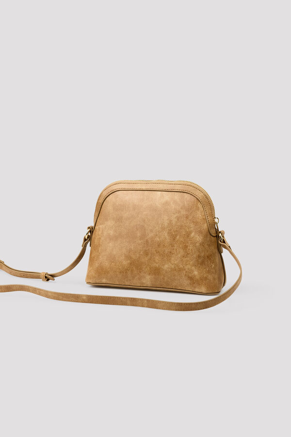 Cortefiel Bimaterial crossbody bag Beige