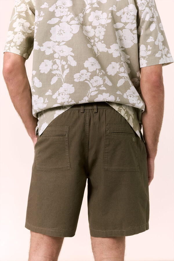 OOTO Linen drawstring Bermuda shorts Kaki