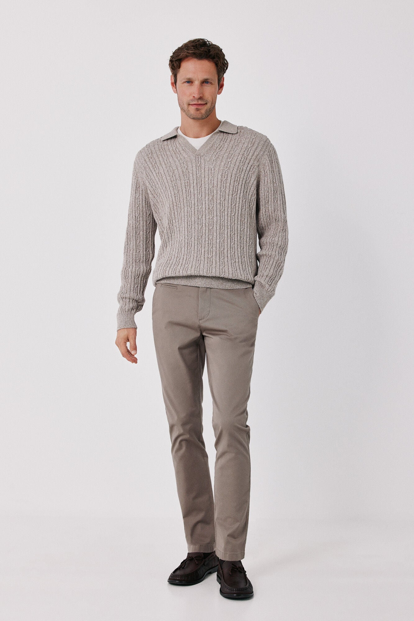 Cortefiel Twisted cotton cable knit jumper
