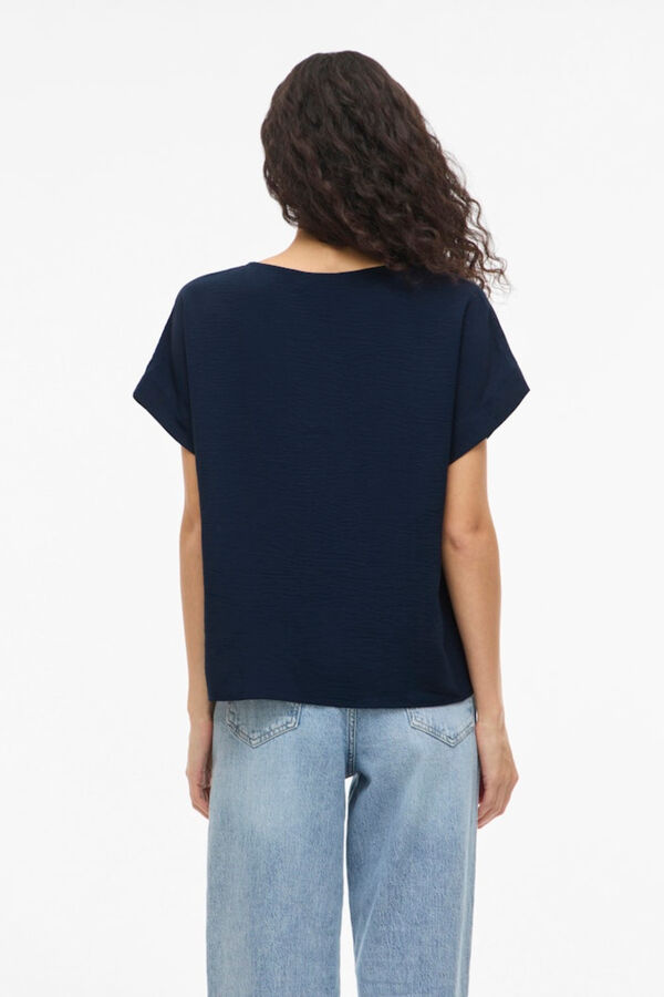 Vila Top de manga curta com gola redonda Azul