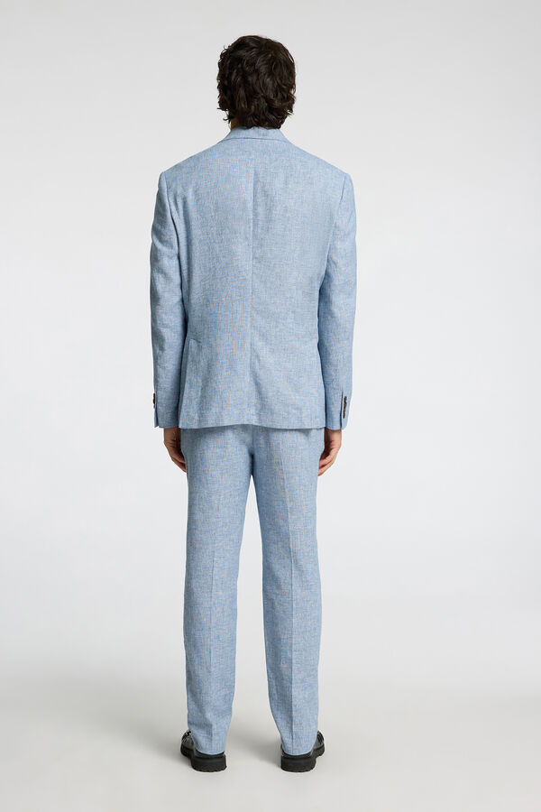 Selected Linen jacket with flap Blue