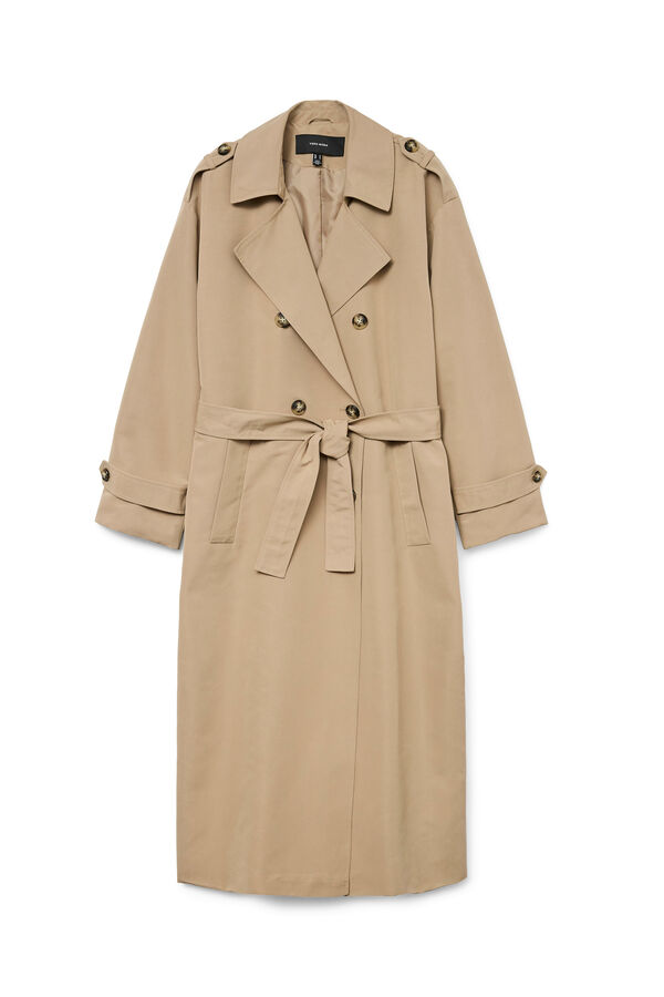 Vero Moda Gabardina longo básico Castanho
