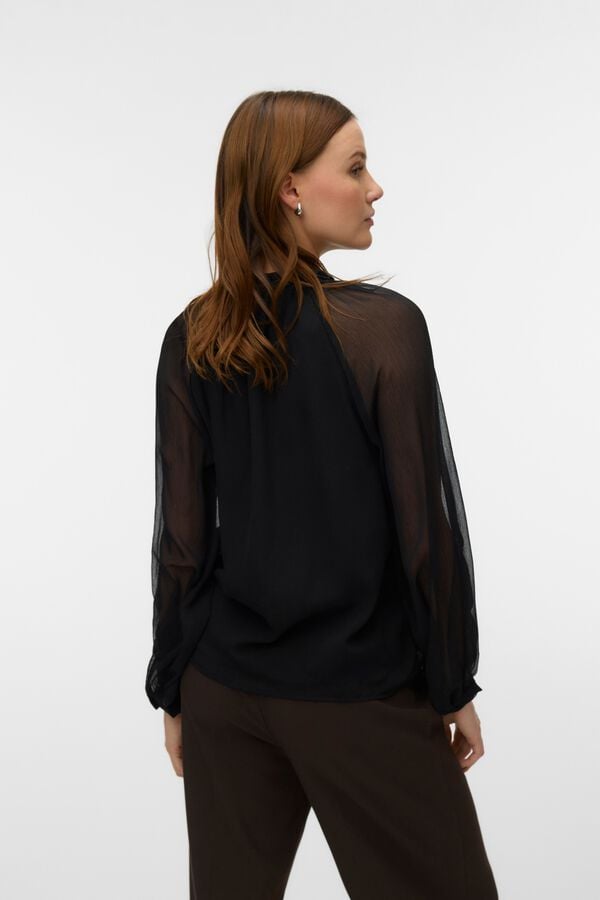Vero Moda Blusa de manga comprida com folhos Preto