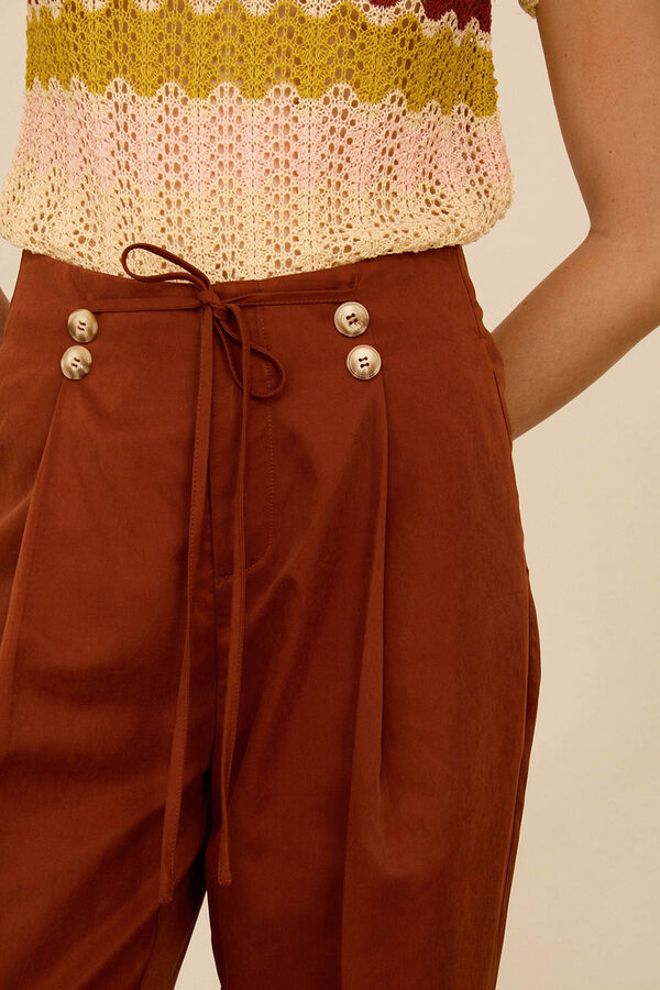 Meisie Cropped trousers with pleats Brown