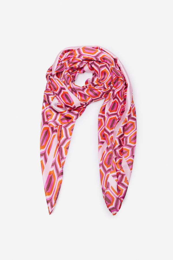 Cortefiel Geometric silk scarf Printed purple