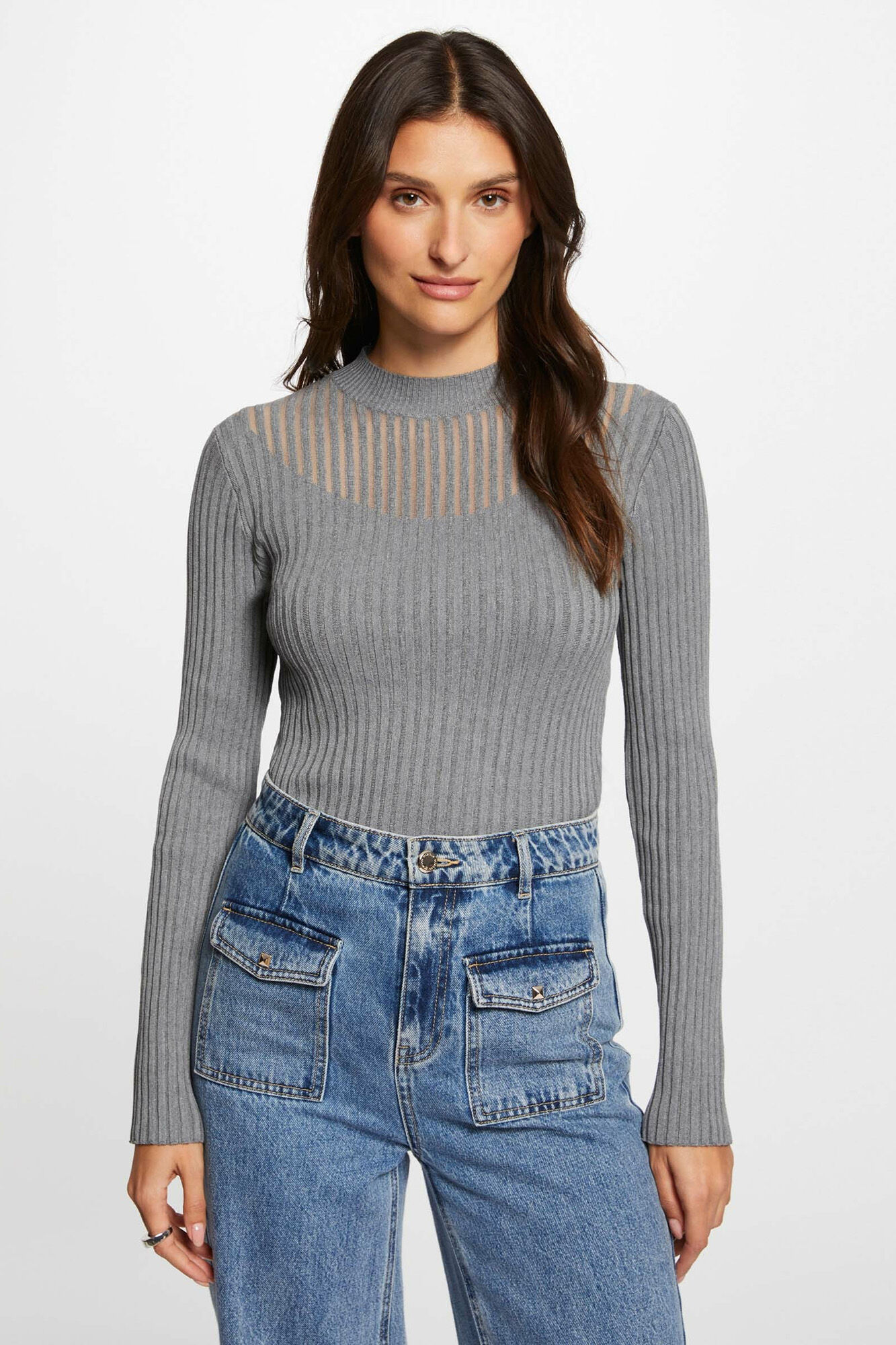 Cortefiel Jersey manga larga con cuello alto Rebajas Ropa