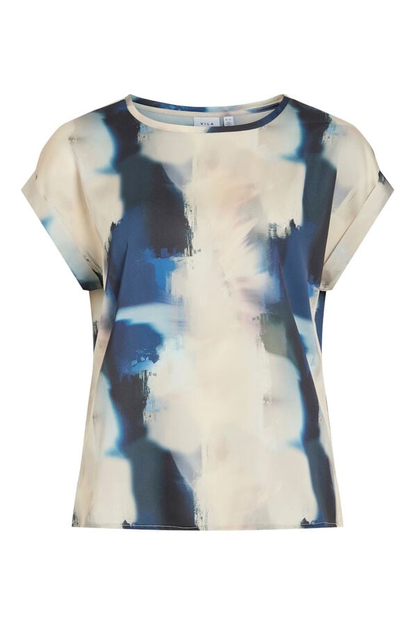 Vila Blusa manga curta acetinada Azul