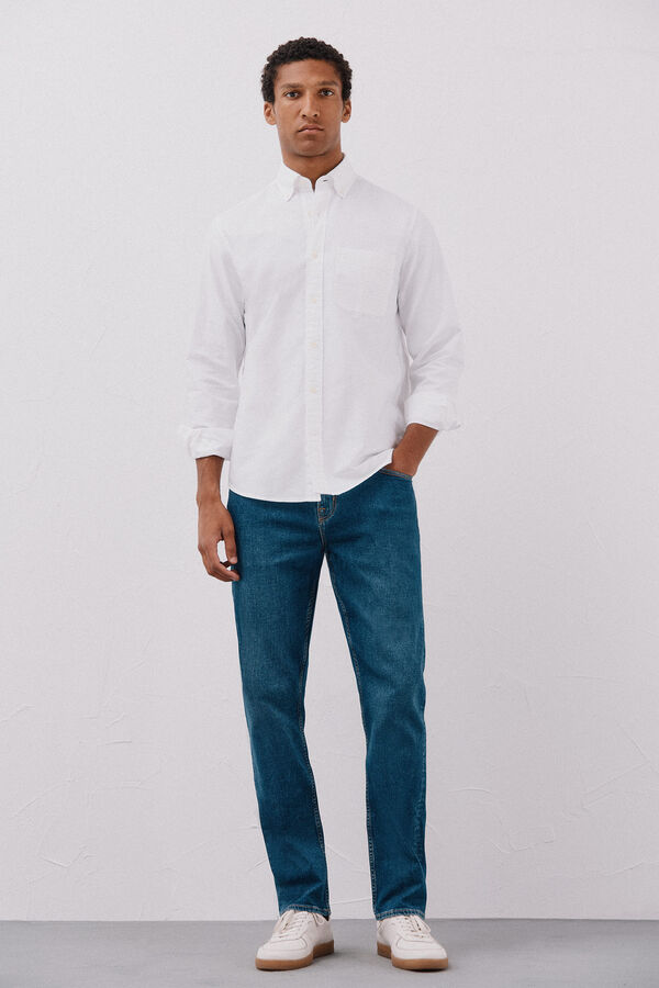 Cortefiel Plain oxford shirt White