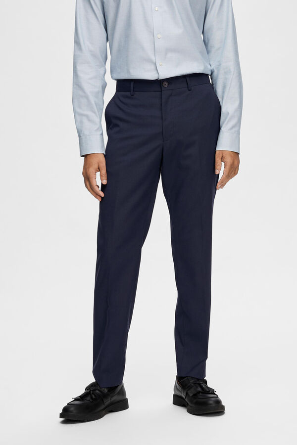 Cortefiel Slim fit suit trousers made from recycled materials Navy