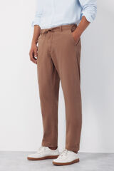 Cortefiel Poplin jogger with regular elastic Camel