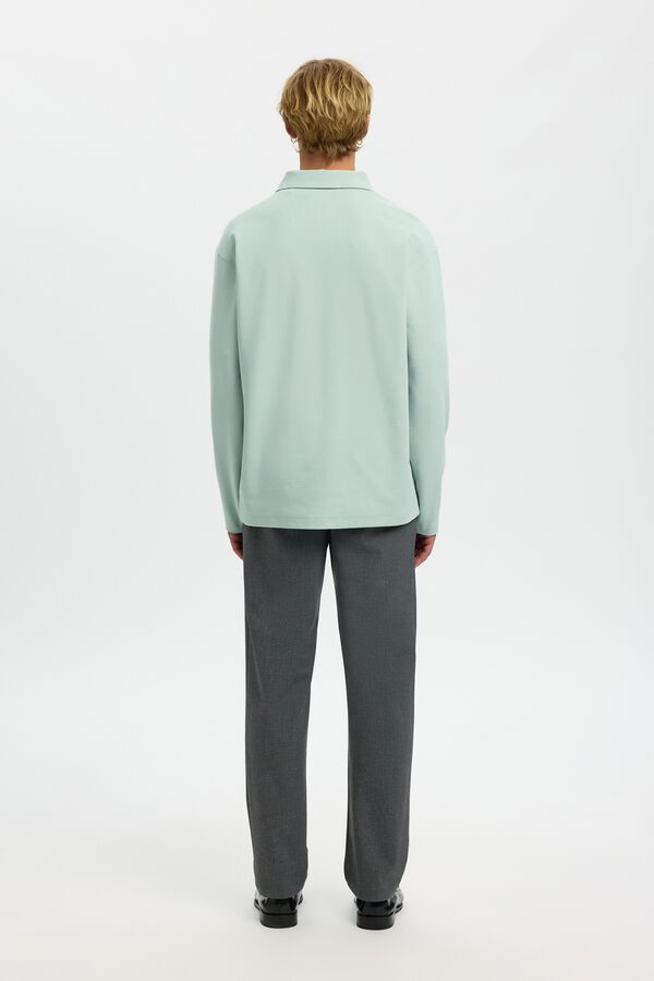 Selected Polo manga comprida relax Verde