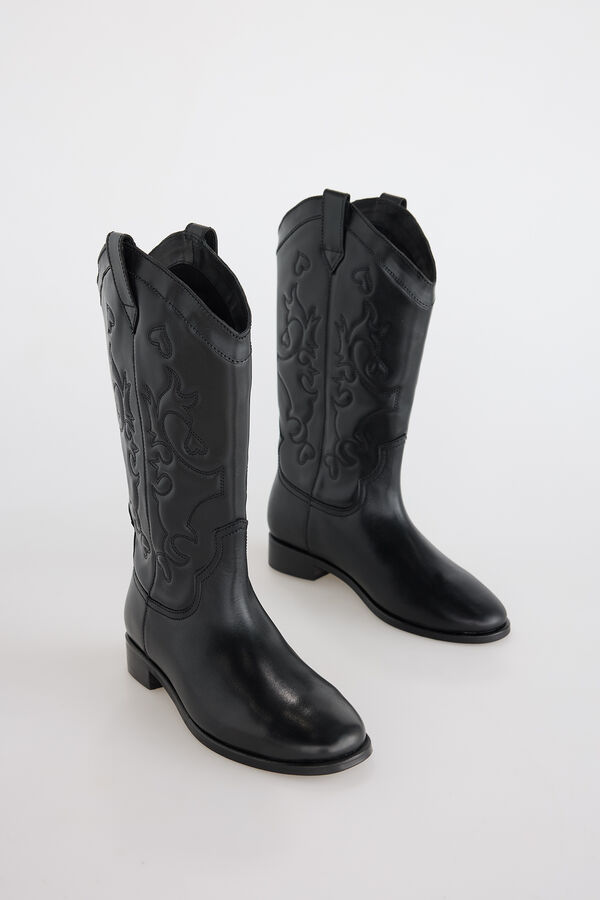Slowlove Bota de pele plana Preto