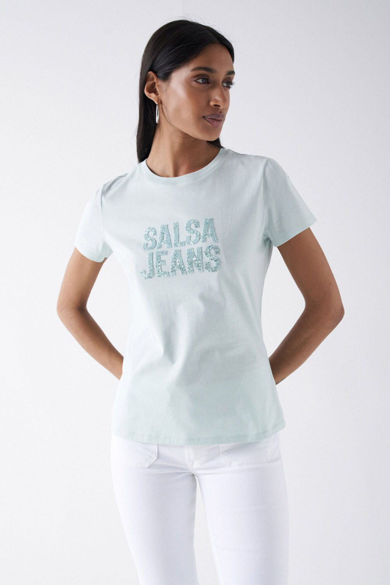 Camiseta con logo bordado Tops y camisetas de mujer Cortefiel