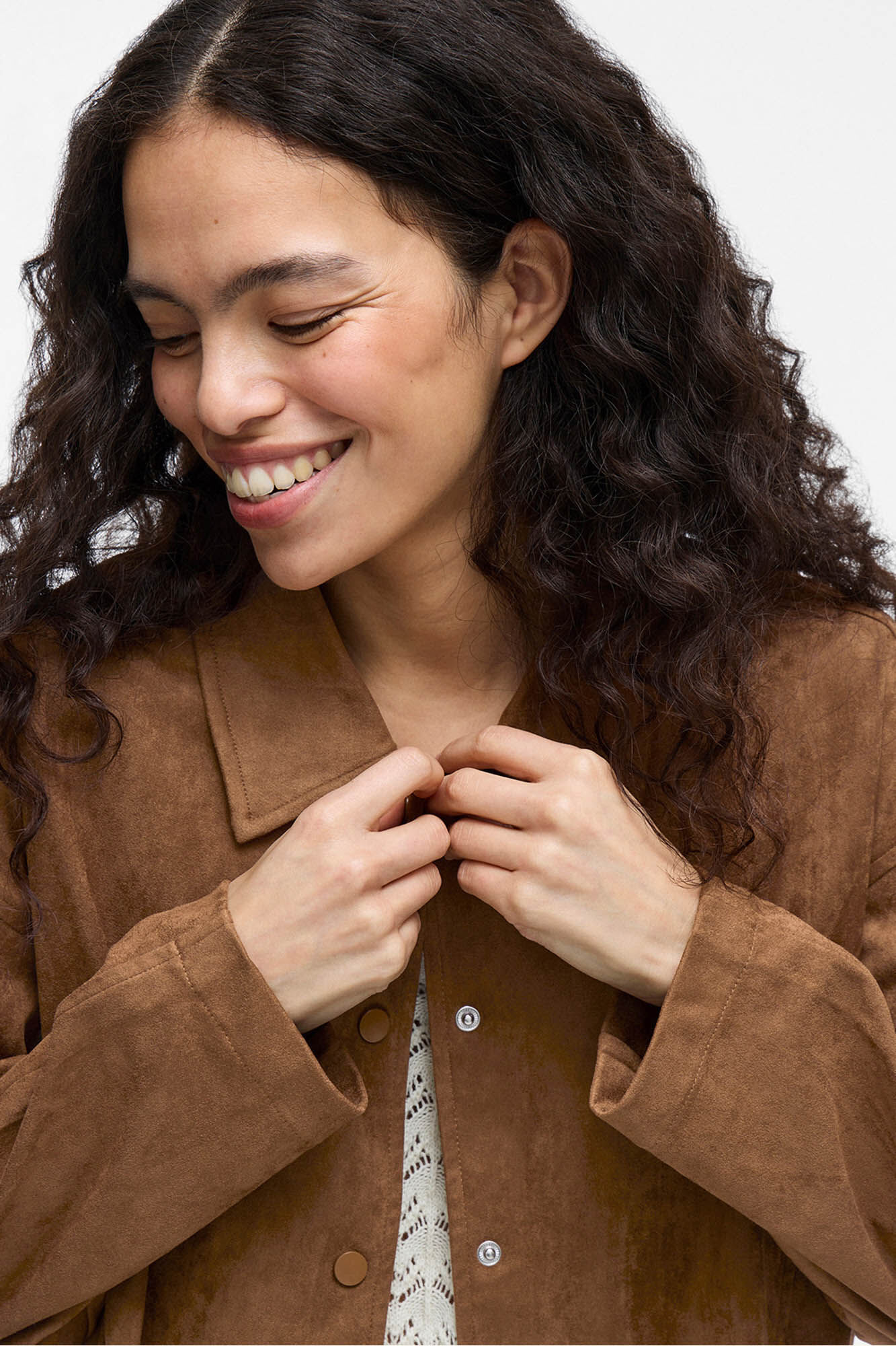 Vila Jaqueta de camur&ccedil;a abotoada