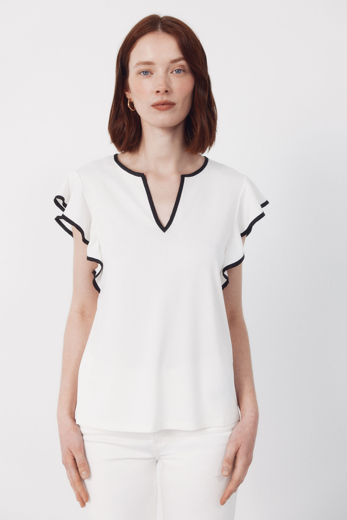 Cortefiel Contrasting piping jersey-knit top