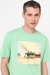 Cortefiel Camiseta gráfica sorolla verde