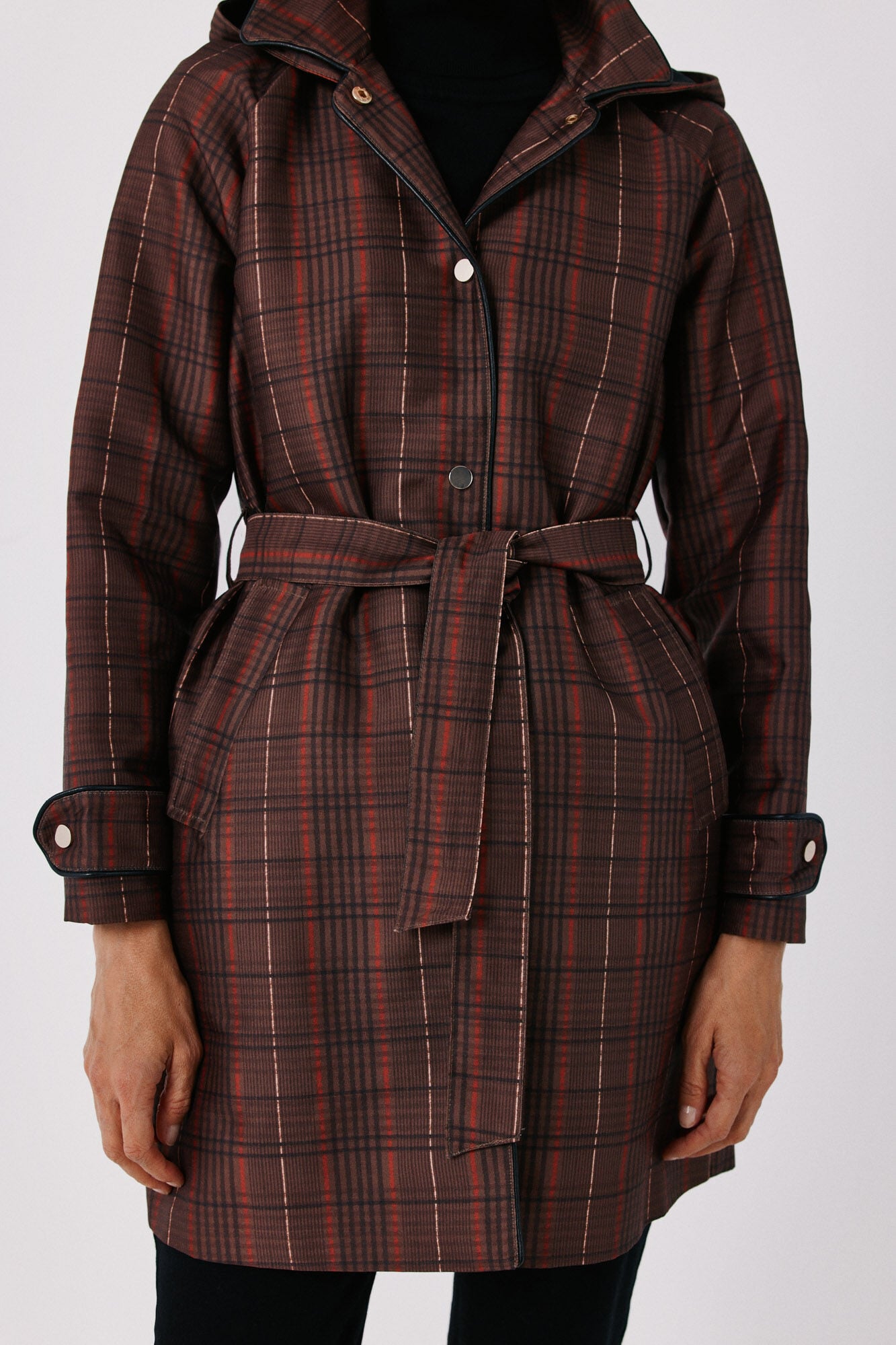 Cortefiel Satin-finish detachable hood trench