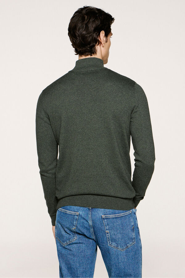 Selected Malha 100% camisola com meia fecho-éclair . Verde