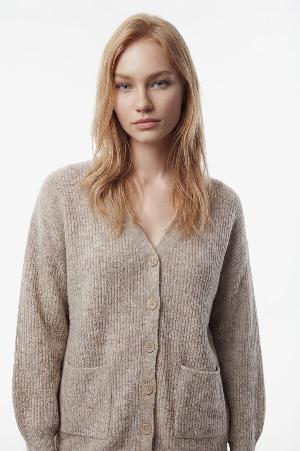 Vila Casaco de malha de malha malha Castanho