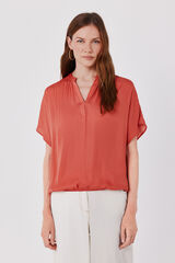 Cortefiel Blusa acetinada de manga curta Multicolorido
