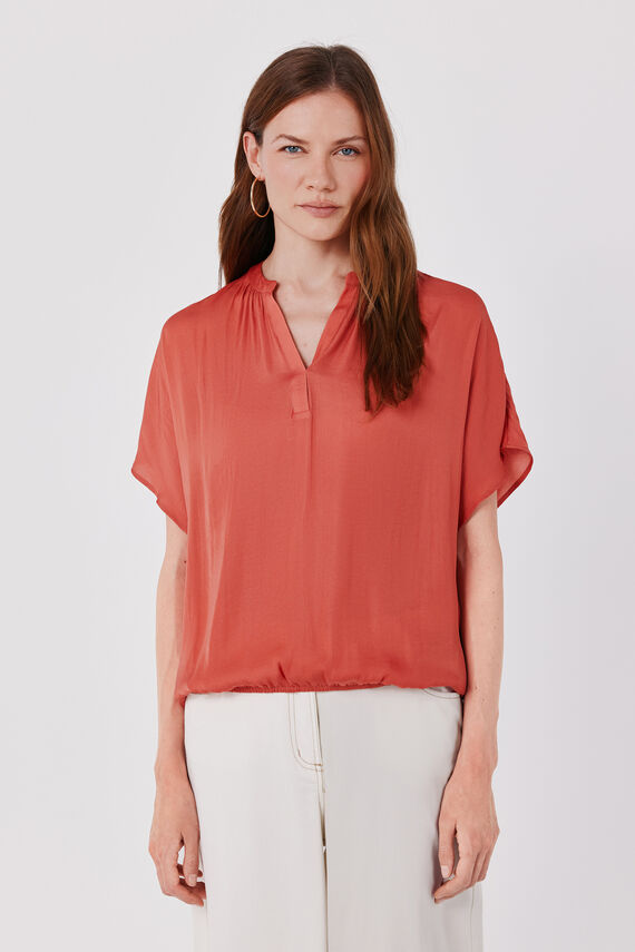 Blusa satinada manga corta