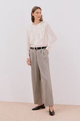Cortefiel Long, wide-legged trousers with double pleats Beige