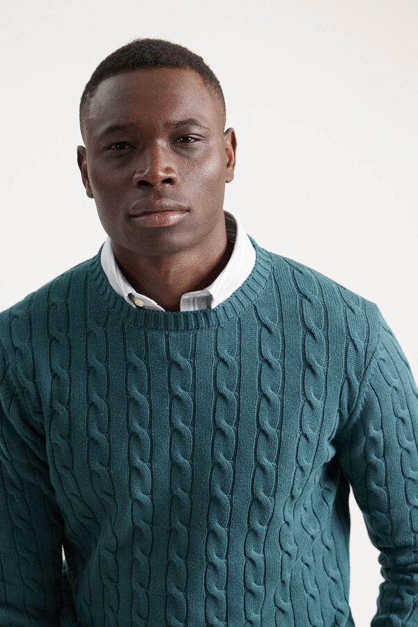PuroEGO Cable cross-knit jersey-knit  Dark green