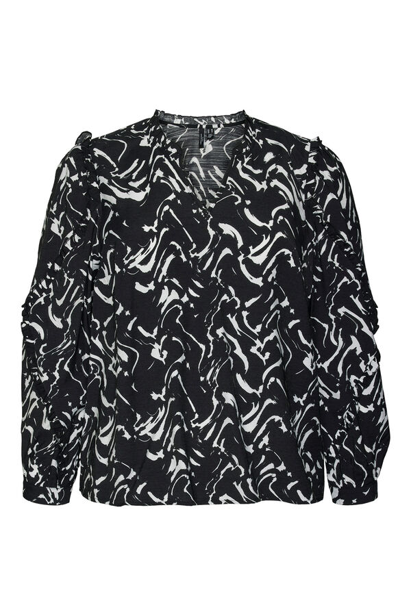 Cortefiel Plus size long-sleeved shirt Black