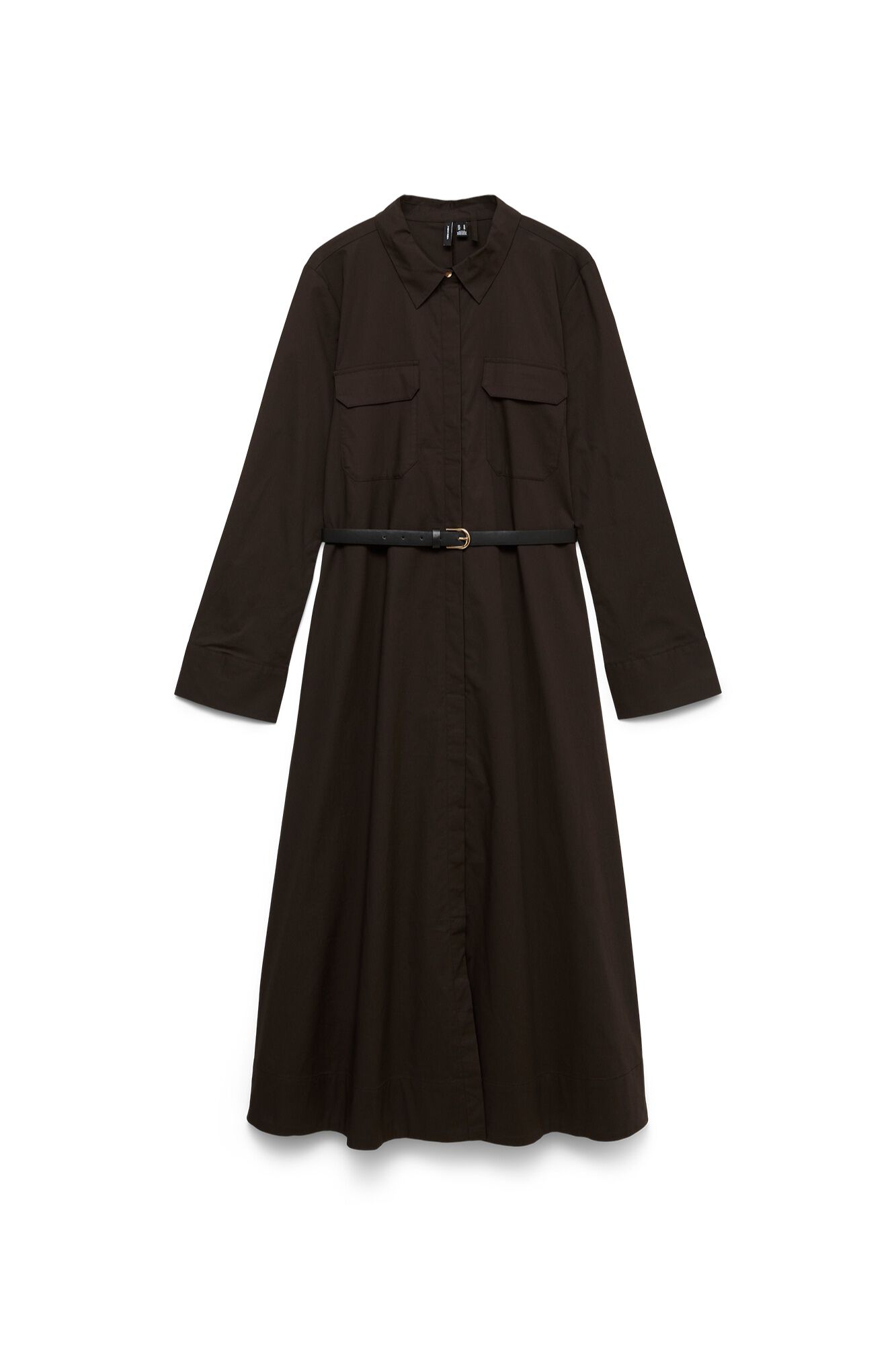 Vero Moda Vestido camiseiro comprido com cinto fino