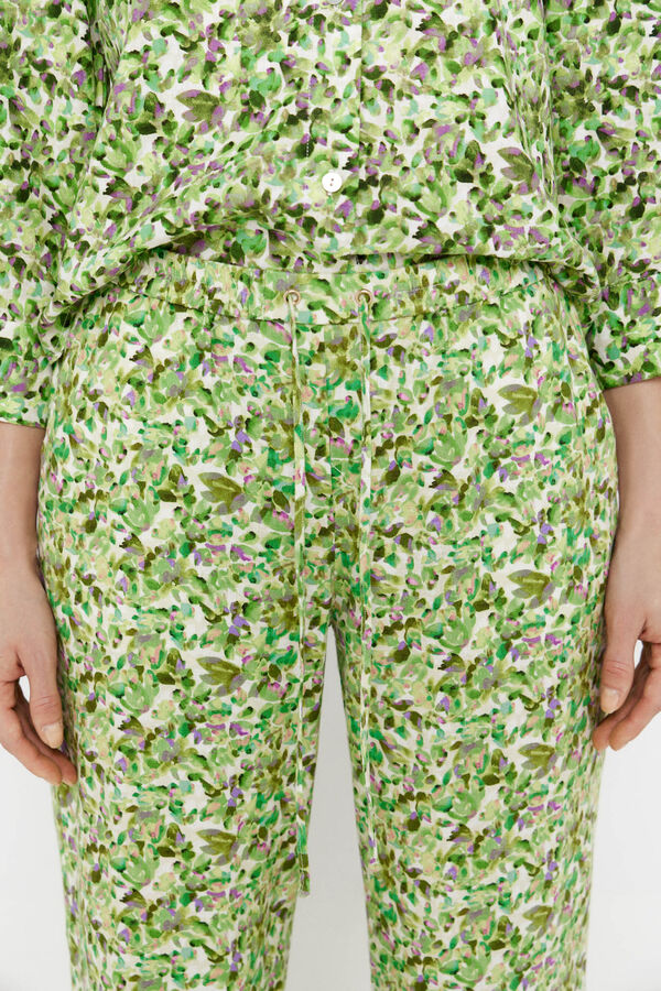Cortefiel Printed linen trousers Multicolour