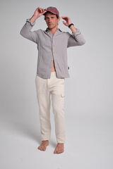 Cloking Cal&ccedil;as cargo de linho Ecru