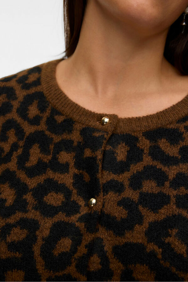 Vero Moda Curve Malha com estampa animal casaco de malha size Castanho