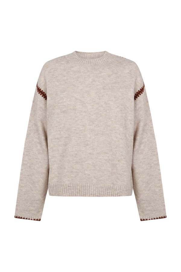 Cortefiel Perkins contrast jumper Beige