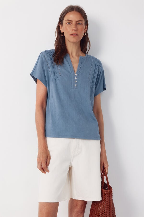 Cortefiel T-shirt fins Blue