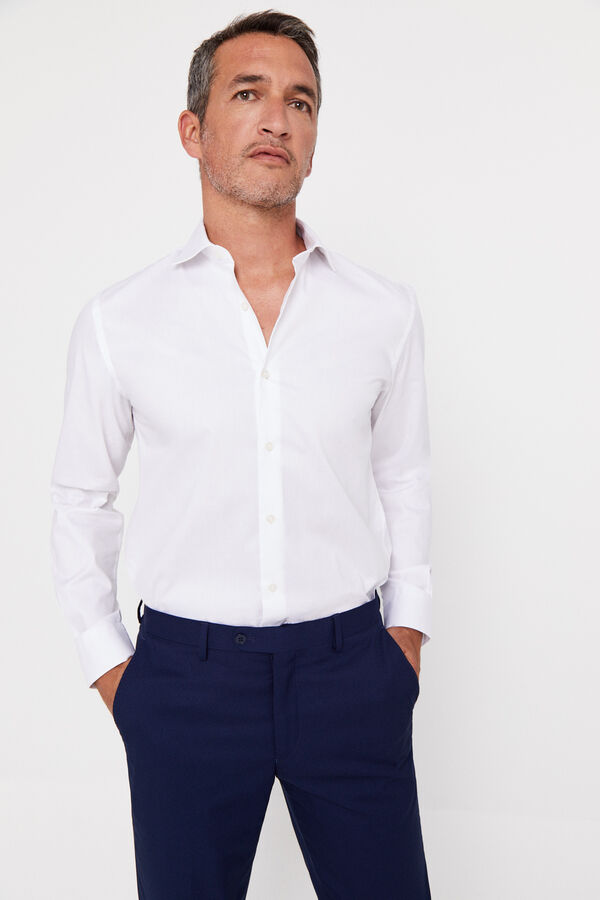 Cortefiel Plain easy-iron pinpoint dress shirt White